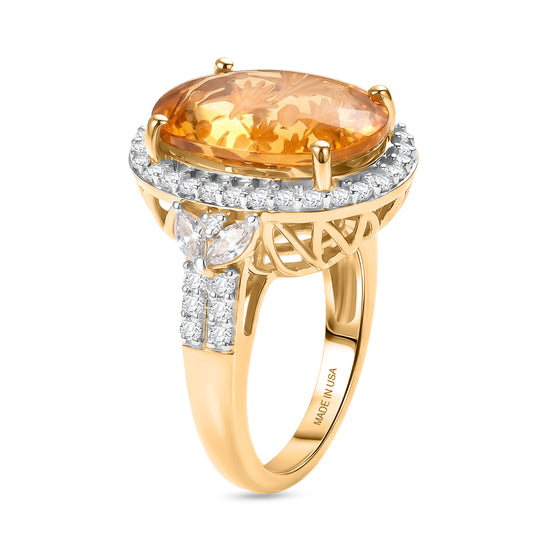 D'Joy AA Citrin, Moissanit Ring 925 Silber 750 Gelbgold vermeil (Größe 16.50) (10-16 Werktage Lieferzeit) ca. 5,44 ct