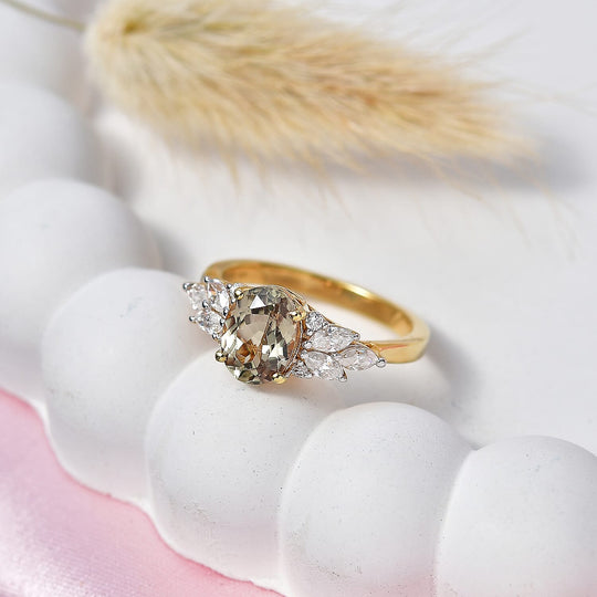 D'Joy AA Turkizit, Moissanit AGI zertifiziert Ring 925 Silber 750 Gelbgold vermeil (Größe 16.50) ca. 1,89 ct
