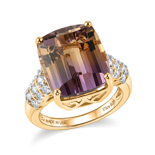 D'Joy AA Ametrin, Moissanit Ring 925 Silber 750 Gelbgold vermeil (Größe 20.00) (10-16 Werktage Lieferzeit) ca. 10,32 ct