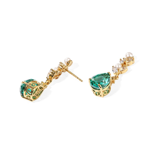 EVER TRUE Pfau Quarz Triplette, Süßwasser Perle (4-4.5mm) Ohrringe Nickelfreies Messing 9.08 ct