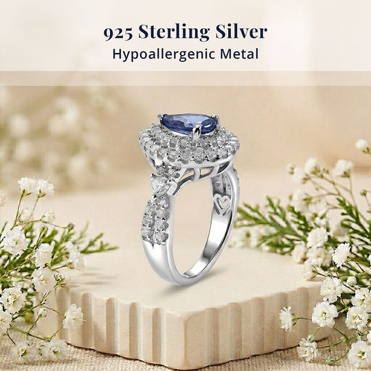 D'Joy AA Tansanit, Moissanit AGI zertifiziert Ring 925 Silber Rhodiniert (Größe 18.00) ca. 1,79 ct