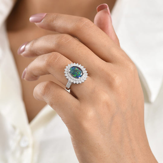 D'Joy AA, Moissanit AGI zertifiziert Ring 925 Silber Rhodiniert (Größe 17.00) ca. 3,58 ct