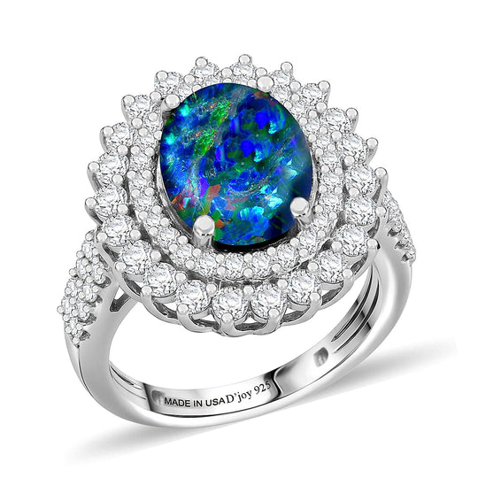D'Joy AA, Moissanit AGI zertifiziert Ring 925 Silber Rhodiniert (Größe 17.00) ca. 3,58 ct