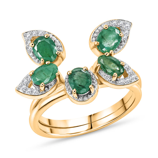 D'Joy Socoto Smaragd Ring 925 Silber 750 Gelbgold vermeil (Größe 20.00) ca. 1,64 ct