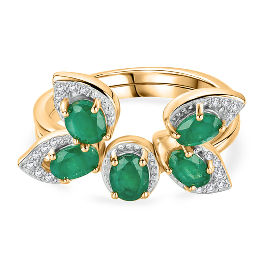 D'Joy Socoto Smaragd Ring 925 Silber 750 Gelbgold vermeil (Größe 20.00) ca. 1,64 ct