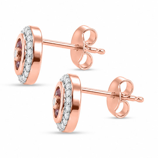 D'Joy Rosa Saphir und Zirkon Ohrringe, 925 Silber 750 Roségold Vermeil - 0,79 ct.