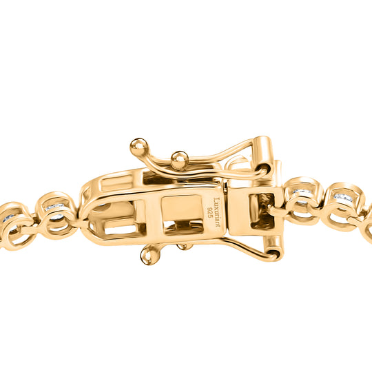 LUXURIANT DIAMOND - Lab Grown Diamant SI-GH SGL zertifiziert Armband ca. 20 cm 925 Silber 750 Gelbgold vermeil (10-15 Werktage Lieferzeit) ca. 2.00 ct
