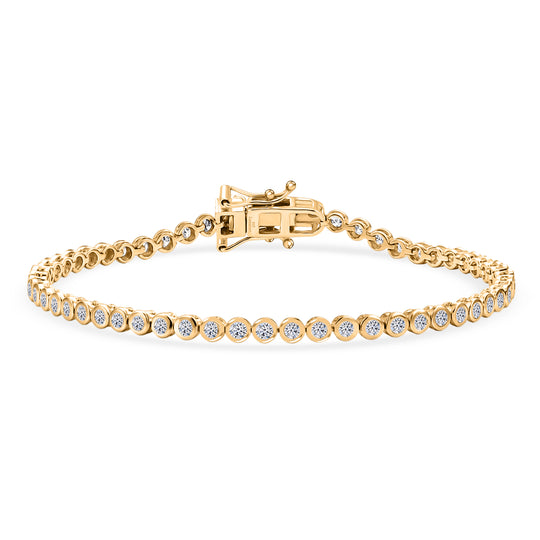 LUXURIANT DIAMOND - Lab Grown Diamant SI-GH SGL zertifiziert Armband ca. 20 cm 925 Silber 750 Gelbgold vermeil (10-15 Werktage Lieferzeit) ca. 2.00 ct