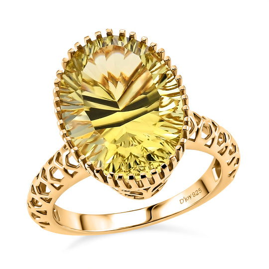 D'Joy AAA Ouro Verde-Quarz Ring 925 Silber 750 Gelbgold vermeil (Größe 18.00) ca. 10,09 ct