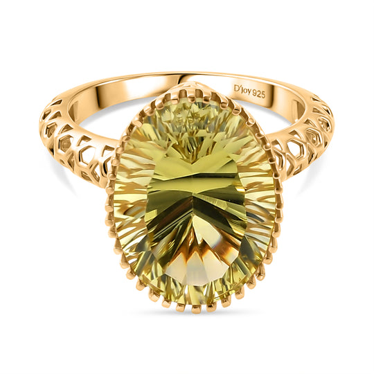 D'Joy AAA Ouro Verde-Quarz Ring 925 Silber 750 Gelbgold vermeil (Größe 18.00) ca. 10,09 ct