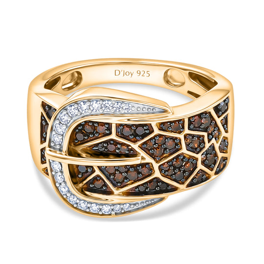 D'Joy Roter Diamant Ring 925 Silber 750 Gelbgold vermeil (Größe 19.00)