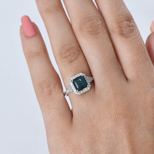 LUXORO AAA Indicolite, Weißer Diamant Ring 417 Gold (Größe 17.00) (10-16 Werktage Lieferzeit) ca. 1,67 ct