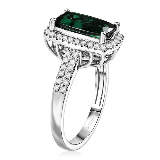 Rhapsody AAAA Indicolite, Weißer Diamant Ring 950 Platin (Größe 17.00) (10-16 Werktage Lieferzeit) ca. 3,96 ct