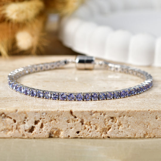 D'Joy Tansanit Armband ca. 19 cm 925 Silber Rhodiniert ca. 5,62 ct.
