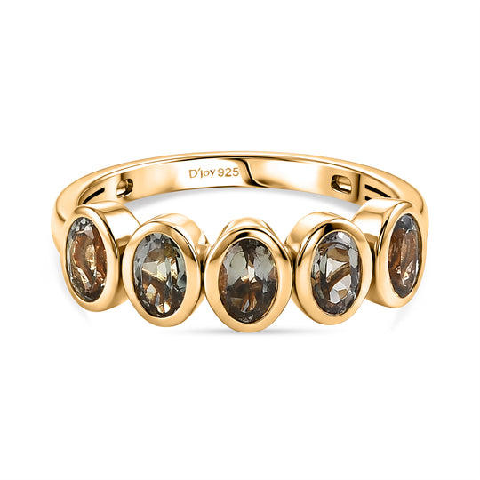 D'Joy Grüner Tansanit Ring 925 Silber 750 Vergoldet (Größe 19.00) ca. 1,25 ct