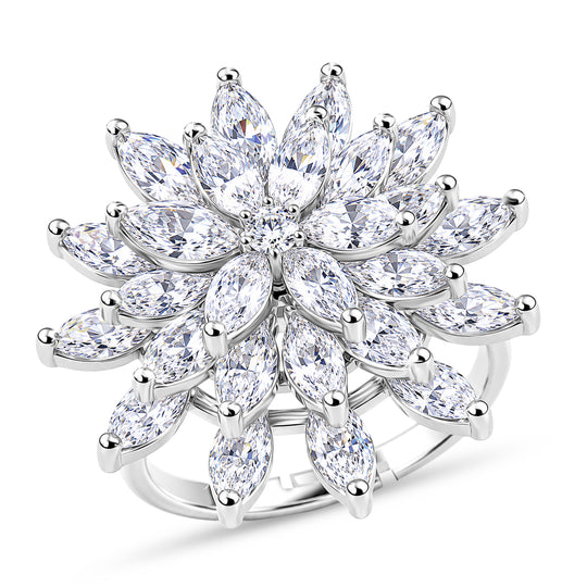 Weißer Zirkonia Ring Nickelfreies Messing, flexibles (Größe 19.00-20.00), Silberfarben