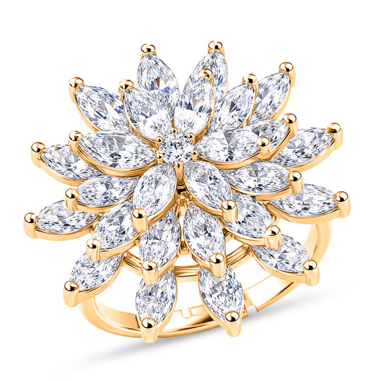 Weißer Zirkonia Ring Nickelfreies Messing, flexibles (Größe 17.00-18.00), Goldfarben