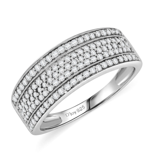 D'Joy Weißer Diamant Ring 925 Silber Rhodiniert (Größe 18.00) ca. 0,53 ct