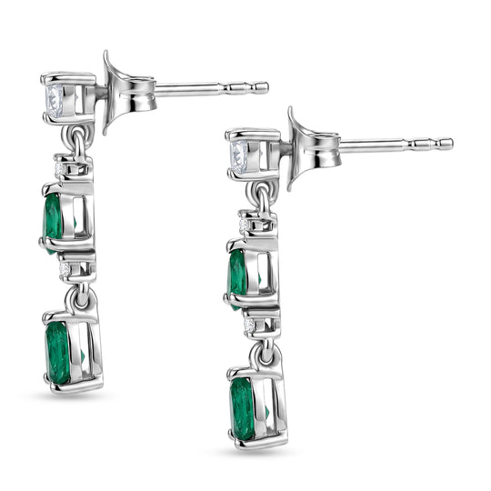 D'Joy AAA Kagem Sambischer Smaragd Ohrringe 925 Silber Rhodiniert ca. 1.09 ct
