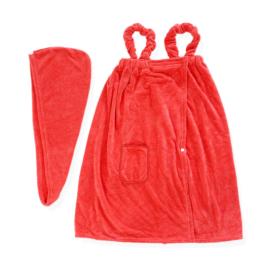 Set of 2 bath towel set Bath towel with pocket 1pc bath towel+1pc hair towel Material:100% polyester,260gsm