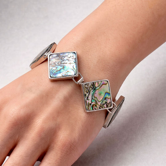Abalone Muschel flexibles (19-20cm) Armband, Messing und Legierung - 84 ct.
