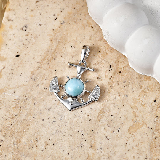 D'Joy Larimar, Weißer Zirkon Anhänger 925 Silber Platiniert ca. 1,89 ct.