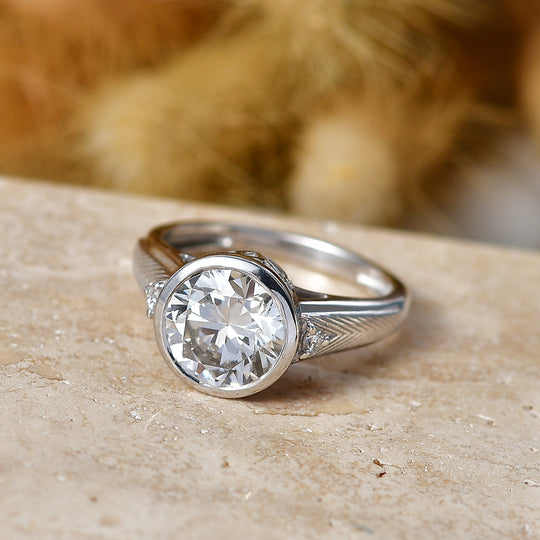 LUXURIANT SGL zertifizierter SI-GH Labor Diamant Ring, 925 Silber rhodiniert - 3,11 ct.