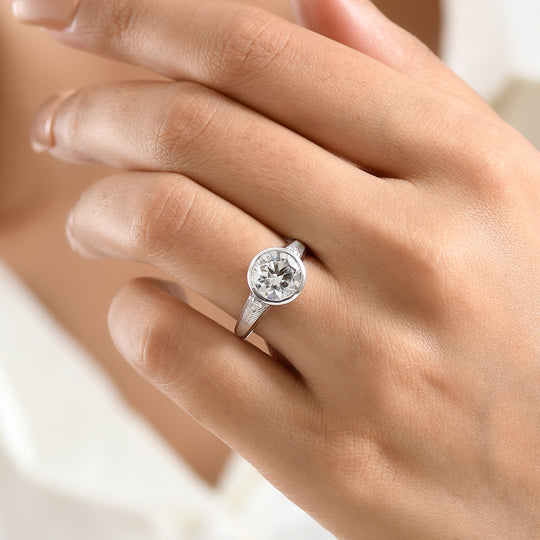 LUXURIANT SGL zertifizierter SI-GH Labor Diamant Ring, 925 Silber rhodiniert - 3,11 ct.