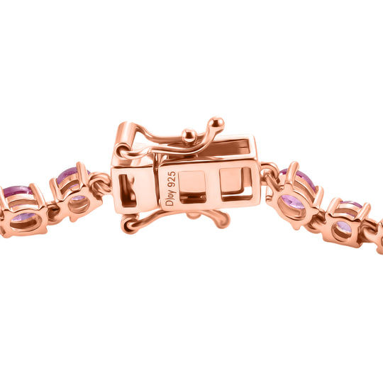D'Joy Ilakaka Rosa Saphir (Fissure gefüllt) Armband ca. 20 cm 925 Silber 750 Roségold vermeil ca. 7,59 ct.