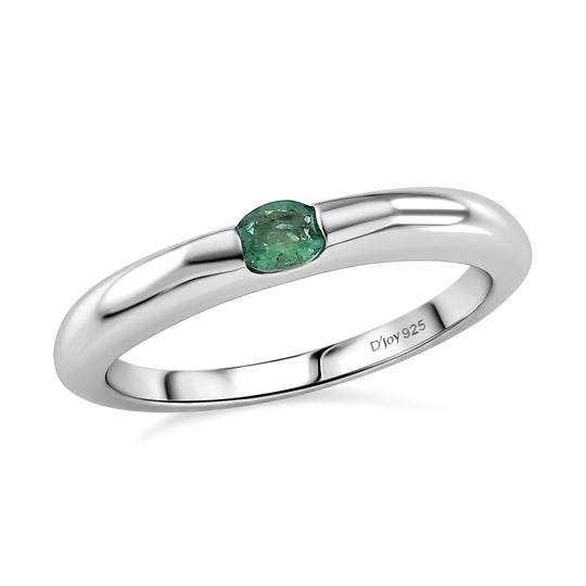 D'Joy Kagem Sambischer Smaragd Ring 925 Silber Platiniert (Größe 17.00) ca. 0.16 ct