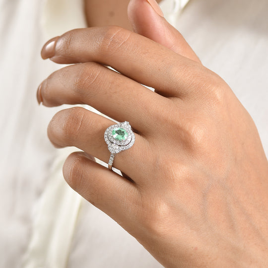 Rhapsody AAAA Paraiba Turmalin, Weißer Diamant Ring 950 Platin (Größe 18.00) ca. 1,74 ct