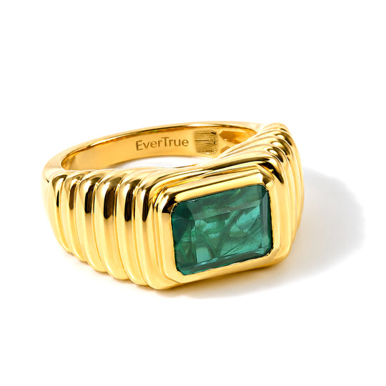 EVER TRUE Smaragd-Quarz Triplette Ring Nickelfreies Messing (Größe 20.00) ca. 2,86 ct