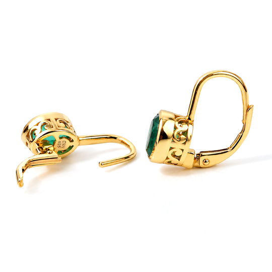 D'Joy Smaragd-Quarz Triplette Ohrringe 925 Silber Gold ca. 2.03 ct