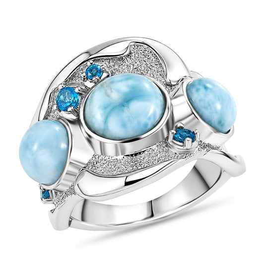 EVER TRUE Larimar Ring Nickelfreies Messing (Größe 17.00) ca. 6,97 ct