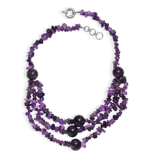 EVER TRUE Afrikanischer Amethyst Halskette ca. 45 cm Nickelfreies Messing Platiniert ca. 460.00 ct