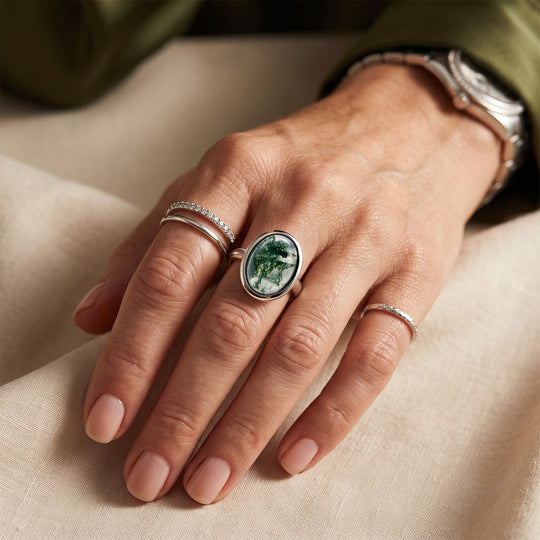 EVER TRUE Moosachat Ring Reine Bronze (Größe 19.00) ca. 6,01 ct