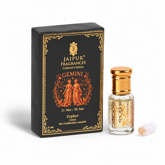 JAIPUR FRAGRANCES Collector's Edition Parfümöl Schütze (Sagittarius) - Frangipani, mit Goldflocken und Lapislazuli, 5ml