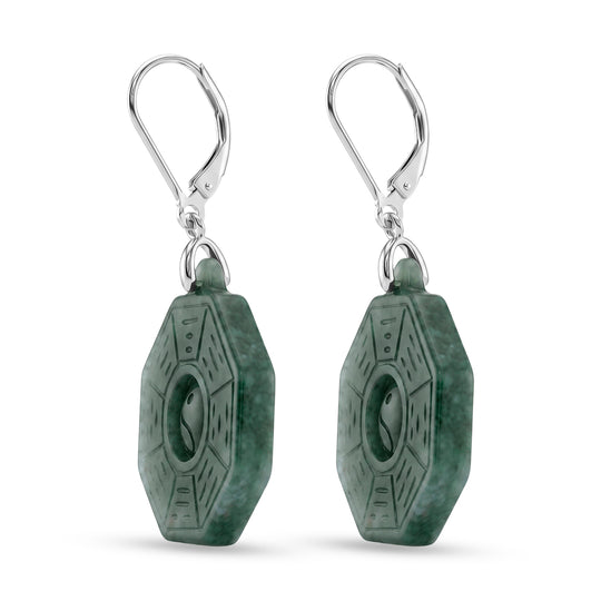 D'Joy Natürlicher Olmek Jadeit Ohrringe 925 Silber Rhodiniert ca. 43.00 ct