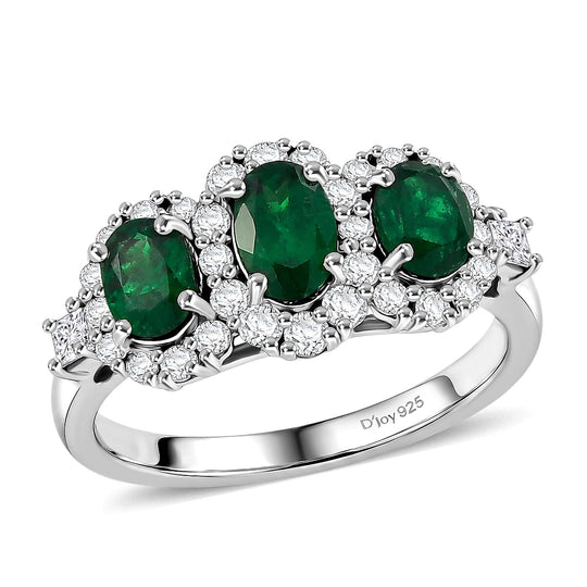 D'Joy AA Tsavorite Granat AGI zertifiziert Ring 925 Silber Rhodiniert (Größe 17.00) ca. 1,70 ct