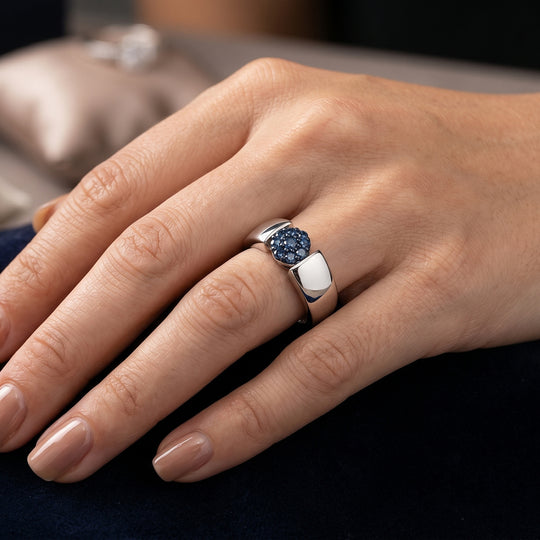 LUXURIANT DIAMOND - Lab Grown Blauer Diamant SI Ring 925 Silber Rhodiniert (Größe 17.00) ca. 0,25 ct