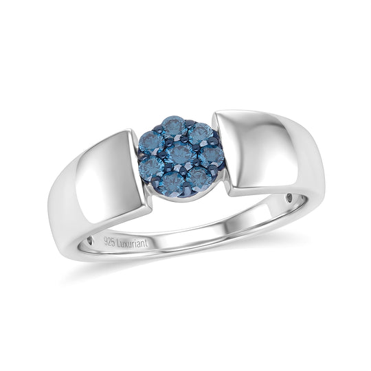 LUXURIANT DIAMOND - Lab Grown Blauer Diamant SI Ring 925 Silber Rhodiniert (Größe 17.00) ca. 0,25 ct