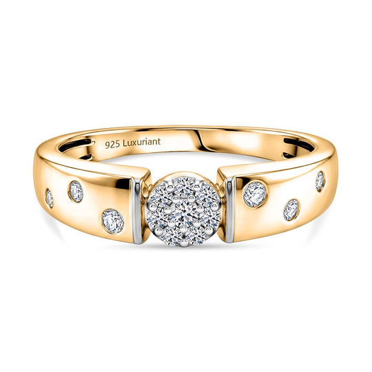 LUXURIANT DIAMOND - Lab Grown Diamant SI-GH Ring 925 Silber 750 Gelbgold vermeil (Größe 20.00) (10-15 Werktage Lieferzeit) ca. 0.25 ct