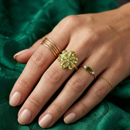 EVER TRUE Natürlicher Peridot Ring 950 Kupfer (Größe 18.00) ca. 1.44 ct