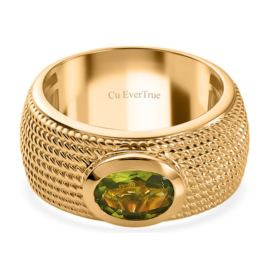 EVER TRUE Natürlicher Peridot Rin, 950 Kupfer (Größe 21.00) ca. 1.21 ct