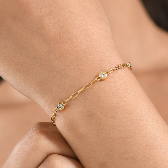 LUXURIANT DIAMOND - Lab Grown Diamant SI-GH SGL zertifiziert Armband ca. 19 cm 925 Silber 750 Gelbgold vermeil ca. 0.55 ct