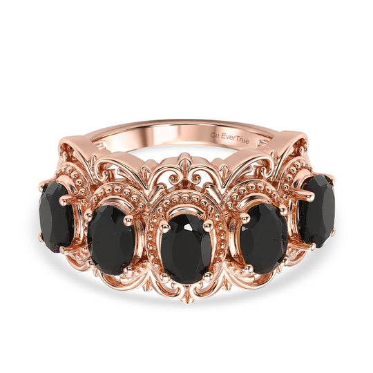 EVER TRUE Schwarzer Spinell Ring 950 Kupfer (Größe 21.00) ca. 3,01 ct