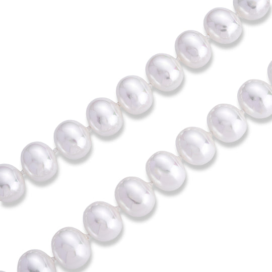 Weiße Muschelkernperle (19x16 mm) Halskette ca. 50 cm 316L Edelstahl 885.00 ct