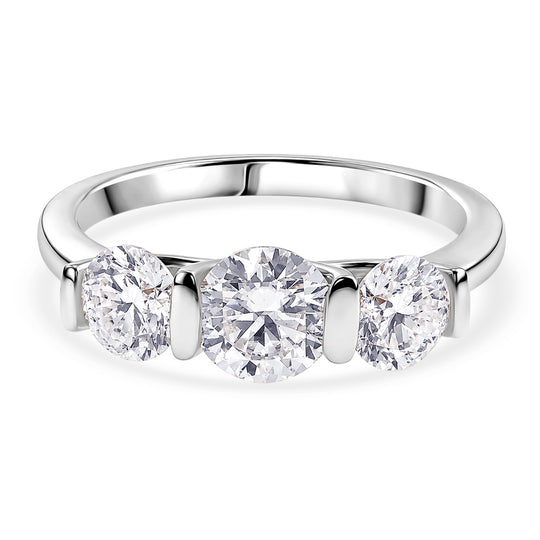 D'Joy Moissanit Ring 925 Silber Platiniert (Größe 18.00) ca. 1,80 ct