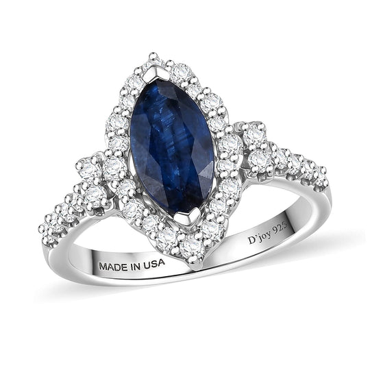 D'Joy AA Kyanit, Moissanit AGI zertifiziert Ring 925 Silber Rhodiniert (Größe 19.00) ca. 2,98 ct