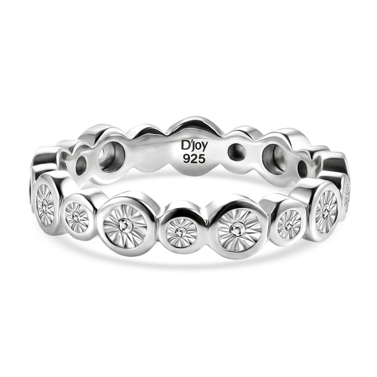 D'Joy Weißer Diamant Ring 925 Silber Platiniert (Größe 17.00) ca. 0,01 ct